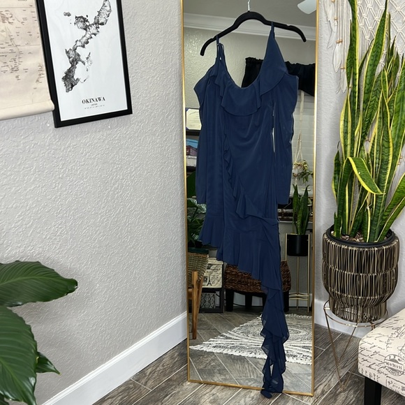 HOUSE OF CB 'Kiki' French Navy Ruffle Mini Dress NWOT - Picture 7 of 11